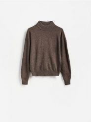 Sweter z wełny merino - brązowy. Brązowe swetry Reserved, l, bez wzorów, z wełny, bez ramiączek. Za 259.99 zł.