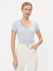 Tommy Jeans T-Shirt Essential DW0DW17385 Niebieski Slim Fit. Niebieskie t-shirty Tommy Jeans, xl, bez wzorów, z bawełny, bez kołnierzyka, bez ramiączek. Za 149.99 zł.