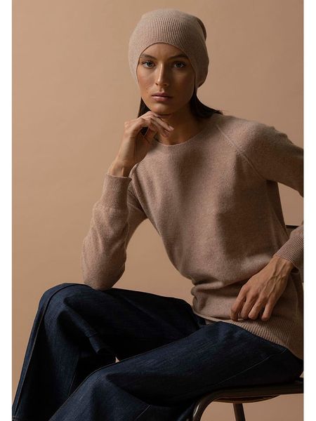 Perfect Cashmere Kaszmirowy sweter w kolorze beżowym rozmiar: S. Brązowe swetry Perfect Cashmere, s, bez wzorów, z kaszmiru, bez ramiączek. Za 327.87 zł.