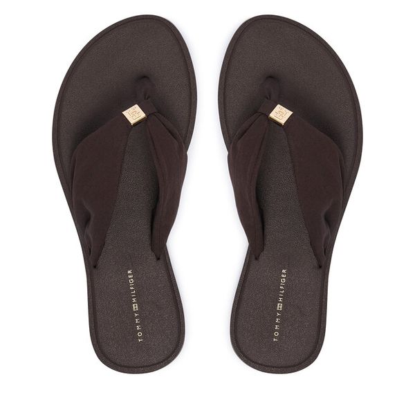 Japonki Tommy Hilfiger. Brązowe japonki Tommy Hilfiger, bez wzorów. Za 189.99 zł.
