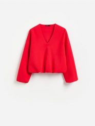 Bluza z bawełną - czerwony. Czerwone bluzy Reserved, l, bez wzorów, z bawełny, bez kaptura. Za 129.99 zł.