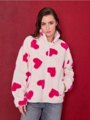 Bluza bomberka ze wzorem w serca - wielobarwny. Bluzy bez kaptura Sinsay, l, bez wzorów, bez kaptura, do biegania. Za 69.99 zł.