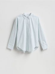 Bawełniana koszula - zielony. Zielone koszule Reserved, l, bez wzorów, z bawełny, bez kołnierzyka, bez ramiączek. Za 109.99 zł.