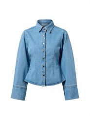 Neo Noir Dżinsowa bluzka damska - różowa D Kobiety Jeansy niebieski jednolity, 36. Czerwone bluzki Neo Noir, bez wzorów, z jeansu, bez kołnierzyka, bez ramiączek. Za 349.95 zł.