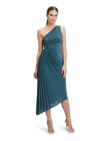 Vera Mont Sukienka w kolorze niebieskim rozmiar: 40. Niebieskie sukienki Vera Mont, bez wzorów, z asymetrycznym kołnierzem, bez ramiączek, midi, asymetryczne. Za 206.42 zł.