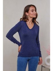Soft Cashmere Sweter w kolorze niebieskim rozmiar: 38/40. Niebieskie swetry Soft Cashmere, bez wzorów, klasyczne, bez ramiączek. Za 108.99 zł.