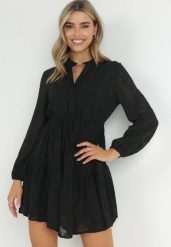Czarna Rozkloszowana Sukienka ze Sznurkiem w Pasie Juna. Czarne sukienki Born2be, na co dzień, l, bez wzorów, eleganckie, bez kołnierzyka, bez ramiączek, maxi, dopasowane. W wyprzedaży za 118.99 zł.