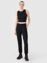 4F Spodnie dresowe joggery damskie - czarne XL. Czarne spodnie dresowe 4f, bez wzorów, z bawełny, sportowe. Za 129.99 zł.