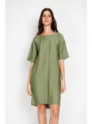 William de Faye Sukienka w kolorze zielonym rozmiar: 38. Zielone sukienki William de Faye, bez wzorów, klasyczne, bez kołnierzyka, bez ramiączek, midi. Za 92.42 zł.