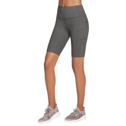 Spodenki sportowe damskie Skechers Go Walk High Waisted Bike Short. Szare szorty sportowe Skechers, bez wzorów, z elastanu. Za 129.99 zł.