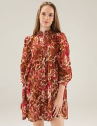 Brązowa cieniowana sukienka. Brązowe sukienki Unisono, l, bez wzorów, z bawełny, bez kołnierzyka, bez ramiączek. Za 239.00 zł.