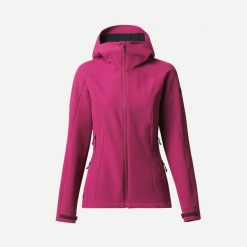 Kurtka turystyczna damska Softshell Forclaz MT500. Czarne kurtki przejściowe sportowe FORCLAZ, m, bez wzorów, z polaru, bez kaptura, trekkingowe. Za 249.99 zł.
