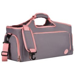 Pojemna, weekendowa torba podróżna w szaro-różowym kolorze z komorą termiczną na obuwie - Peterson. Czerwone torby podróżne Peterson, bez wzorów. Za 149.99 zł.