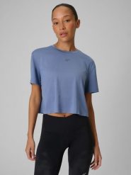 4F Koszulka do biegania szybkoschnąca damska - niebieska XS. Niebieskie t-shirty sportowe 4f, s, bez wzorów, z materiału, bez ramiączek, do biegania. Za 119.99 zł.