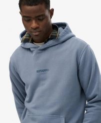 Superdry Micro Logo Hoodie – bluza z kapturem z haftem – Flint Stone Blue Grey. Niebieskie bluzy z kapturem Superdry, s, bez wzorów, z bawełny, z kapturem. Za 291.35 zł.