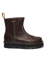 Dr. Martens Skórzane botki "Zebzag Rigger" w kolorze brązowym rozmiar: 40. Brązowe botki Dr Martens, bez wzorów, bez obcasa, bez zapięcia. Za 604.15 zł.