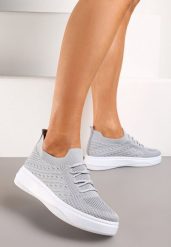 Szare Tenisówki z Elastyczną Cholewką Oplineria. Szare trampki Born2be, bez wzorów, sportowe, bez zapięcia. Za 89.99 zł.