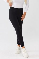Klasyczne wygodne czarne legginsy OVERSIZE PLUS SIZE XXL JESIEŃ. Czarne legginsy Moda Size Plus Iwanek, bez wzorów, z bawełny, biznesowe, krótkie. Za 79.90 zł.