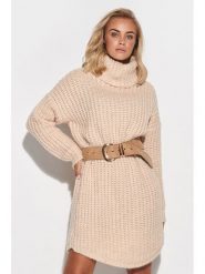 Makadamia Sweter w kolorze beżowym rozmiar: onesize. Brązowe swetry Makadamia, bez wzorów, z wełny, bez ramiączek. Za 91.12 zł.
