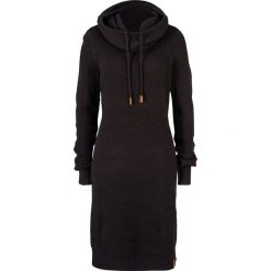 Sukienka dzianinowa z szalowym kołnierzem. Zielone sukienki bonprix, bez wzorów, z dzianiny, bez kołnierzyka, bez ramiączek. Za 114.99 zł.