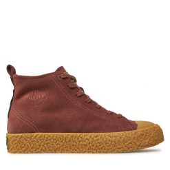 Trapery Palladium. Czerwone traperki Palladium, bez wzorów, bez obcasa, bez zapięcia. Za 559.99 zł.