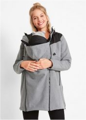 Płaszcz 3 w 1 ciążowy i do noszenia z nosidełkiem, softshell. Szare płaszcze bonprix, bez wzorów, z softshellu. Za 379.99 zł.