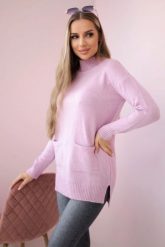 Sweter ze stójką fioletowy. Fioletowe swetry KESI, na zimę, l, bez wzorów, z wełny, klasyczne, plus size, bez ramiączek. Za 178.78 zł.
