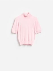 Golf z domieszką jedwabiu - pastelowy róż. Czerwone swetry Reserved, l, bez wzorów, z dzianiny, bez ramiączek. Za 119.99 zł.