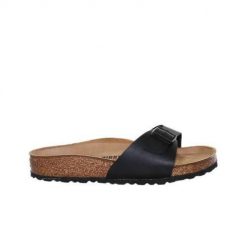 Klapki damskie Birkenstock Madrid. Klapki Birkenstock, bez wzorów, z materiału, sportowe, bez obcasa, bez zapięcia. Za 299.00 zł.