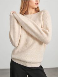 Sweter z miękkiej dzianiny - beżowy. Brązowe swetry Sinsay, l, bez wzorów, z dzianiny, bez ramiączek. Za 59.99 zł.