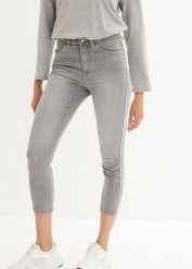 Jeansy o kroju skinny 7/8 z wygodnym stretchem. Szare jeansy bonprix, bez wzorów, z jeansu. Za 82.99 zł.