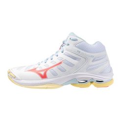 Buty do siatkówki damskie Mizuno Wave Voltage 2 Mid white/calypso. Białe buty treningowe Mizuno, bez wzorów, z gumy, bez zapięcia, do siatkówki, mizuno wave. Za 505.00 zł.