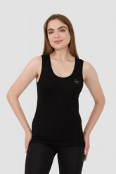 EMPORIO ARMANI Czarny top. Czarne topy Emporio Armani, xs, bez wzorów, bez kołnierzyka, bez ramiączek. W wyprzedaży za 237.99 zł.