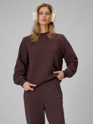 4F Bluza dresowa loose bez kaptura damska - brązowa XL. Brązowe bluzy 4f, l, bez wzorów, z bawełny, bez ramiączek, bez kaptura. Za 129.99 zł.
