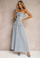 Jasnoniebieska Rozkloszowana Spódnica Jeansowa Maxi z Bawełny z Guzikami Brissa. Niebieskie spódnice Renee, na co dzień, m, z aplikacjami, z bawełny, maxi, proste. Za 159.99 zł.