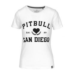 Koszulka damska Pitbull Love PB. Białe t-shirty sportowe PITBULL, xs, bez wzorów, bez ramiączek. Za 64.99 zł.