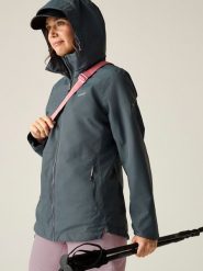 Regatta Kurtka przeciwdeszczowa "Hamara IV" w kolorze antracytowym rozmiar: 40. Czarne kurtki przeciwdeszczowe Regatta, m, bez wzorów, bez kaptura, outdoorowe. Za 190.18 zł.