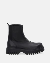 CZARNE BOTKI Z SUWAKIEM D23KB-1340 BLACK. Czarne botki Venezia, bez wzorów, ze skóry, bez obcasa, bez zapięcia. Za 279.00 zł.