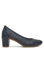 Rieker Czółenka 41057-14 Granatowy. Niebieskie czółenka Rieker, bez wzorów, z materiału, bez obcasa, bez zapięcia. Za 289.99 zł.