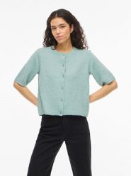 Vila Kardigan "Viliga" w kolorze zielonym rozmiar: XL. Zielone swetry Vila, s, bez wzorów, z materiału, bez ramiączek. Za 74.81 zł.