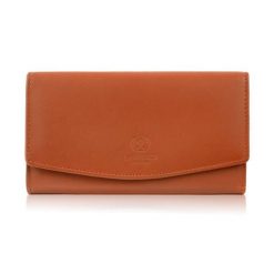 Portfel damski skórzany z RFID pomarańczowy duży Paolo Peruzzi SL-11-OR. Brązowe portfele bez wzorów, ze skóry. Za 79.00 zł.