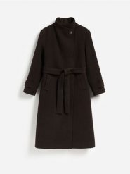 Płaszcz z domieszką wiskozy - ciemnobrązowy. Brązowe płaszcze Reserved, l, bez wzorów, z tkaniny, bez kaptura. Za 359.99 zł.