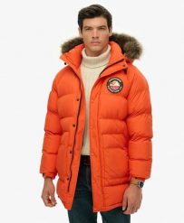 Superdry Parka longline Everest pikowana – Oversize, recycled padding. Brązowe płaszcze Superdry, l, bez wzorów, z futra. Za 1,012.15 zł.