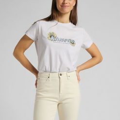 DAMSKI T-SHIRT LEE KANSAS GRAPHIC TEE LILAC HUNT L44HEPQC 112109879. T-shirty Lee, l, bez wzorów, bez kołnierzyka, bez ramiączek. Za 69.99 zł.