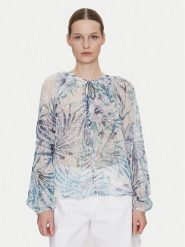 Guess Bluzka W5GH60 W0WA2 Niebieski Regular Fit. Niebieskie bluzki Guess, xxl, z aplikacjami, z syntetyku, bez kołnierzyka, bez ramiączek. Za 329.99 zł.