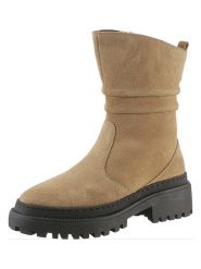 Heine Skórzane kozaki w kolorze jasnobrązowym rozmiar: 38. Brązowe kozaki Heine, na zimę, bez wzorów, ze skóry, bez obcasa, bez zapięcia. Za 131.12 zł.