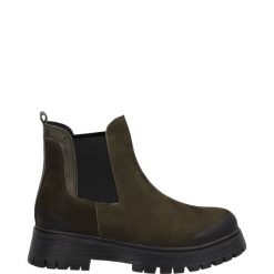 SZTYBLETY DAMSKIE 9812 GREEN. Zielone botki Venezia, bez wzorów, z nubiku, bez obcasa, bez zapięcia. Za 249.00 zł.