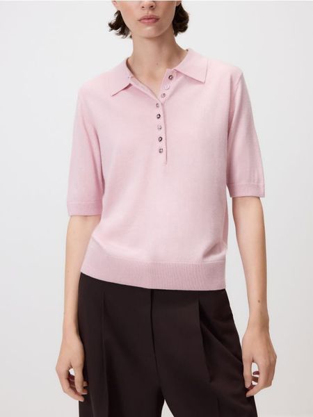 Sweter z wełną - pastelowy róż. Czerwone swetry Reserved, l, bez wzorów, z dzianiny, bez ramiączek. W wyprzedaży za 79.99 zł.