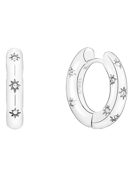 Tamaris Kolczyki-kreole z cyrkoniami rozmiar: onesize. Szare kolczyki Tamaris, z cyrkonią, ze stali. Za 130.99 zł.