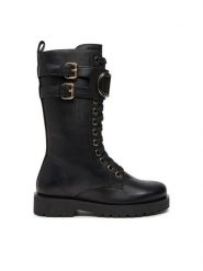TWINSET Trapery 242TCP084 Czarny. Czarne traperki Twinset, bez wzorów, ze skóry, bez obcasa, bez zapięcia. Za 1,549.00 zł.